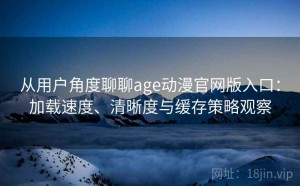 从用户角度聊聊age动漫官网版入口：加载速度、清晰度与缓存策略观察