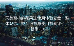 天美蜜桃麻花果冻使用体验复盘：整体观感、交互细节与使用节奏评价（新手向）
